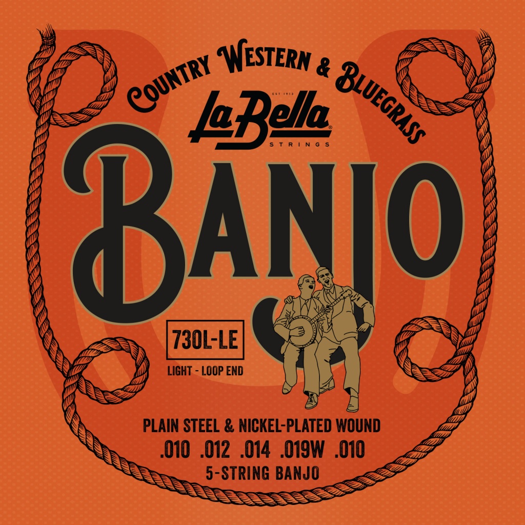 730L-LE Banjo Комплект струн для 5-струнного банджо, нерж.сталь, Light, 10-10, петли, La Bella от магазина Соло в Иркутске