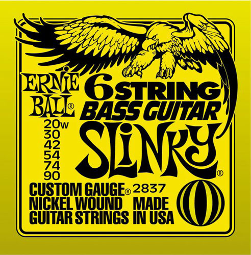 P02837 Slinky Bass Комплект струн для 6-струнной бас-гитары, 20w-90, никель, Ernie Ball от магазина Соло в Иркутске