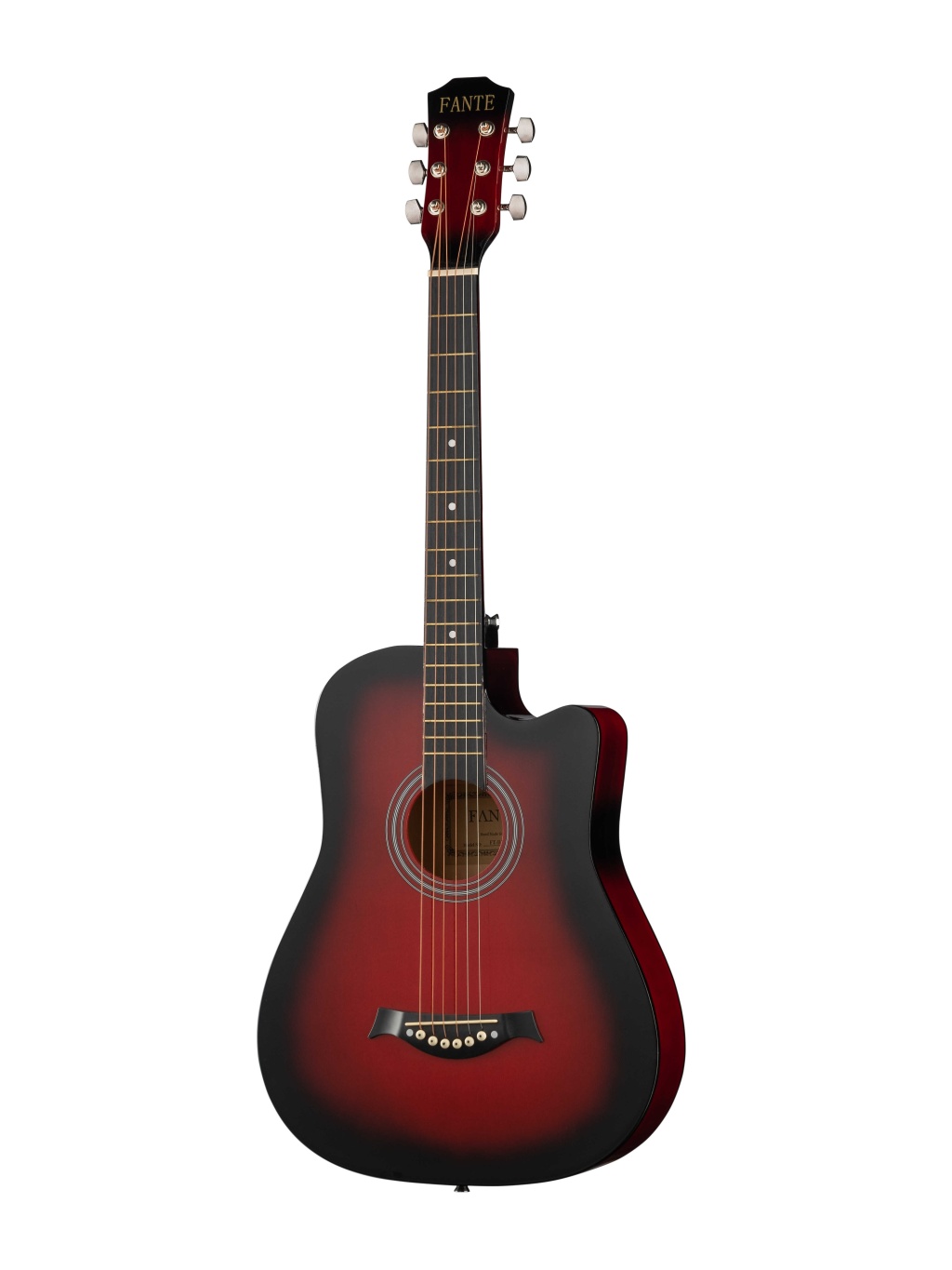 FT-D38-RDS Акустическая гитара, с вырезом, красный санберст, Fante от магазина Соло в Иркутске