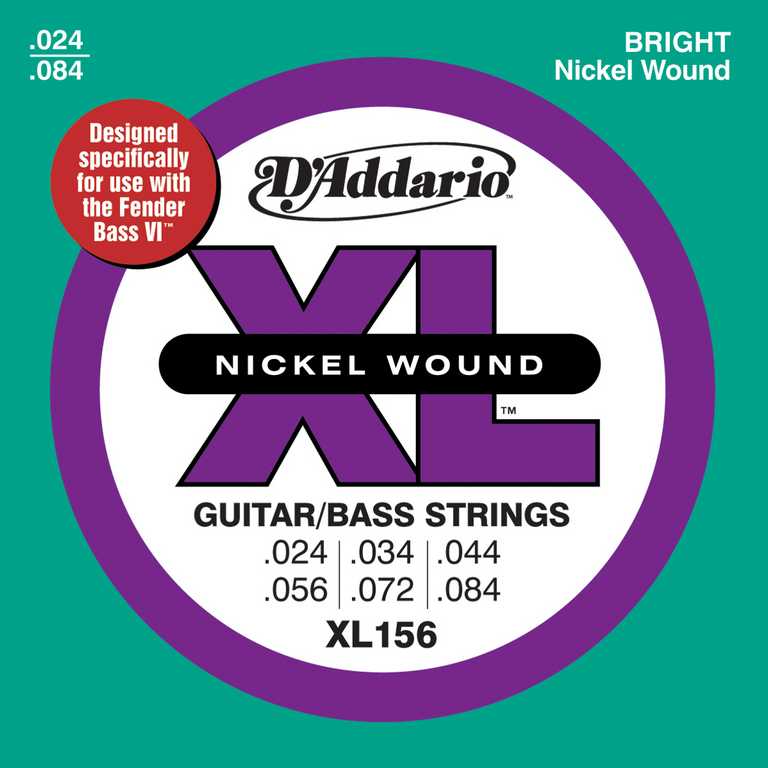 XL156 Nickel Wound Комплект струн для электрогит./6-стр.бас-гитары, Fender Bass VI, 24-84, D'Addario от магазина Соло в Иркутске