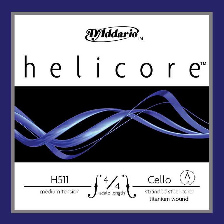 H511-4/4M Helicore Отдельная струна Ля/A для виолончели размером 4/4, среднее натяжение, D'Addario от магазина Соло в Иркутске