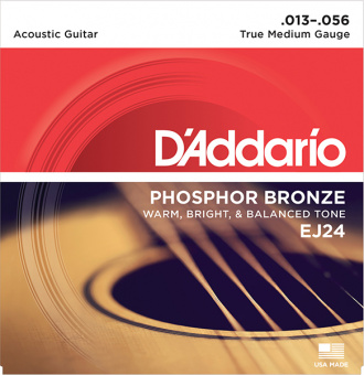 EJ24 Phosphor Bronze Комплект струн для акустической гитары, ф/бронза, True Medium, 13-56, D'Addario от магазина Соло в Иркутске