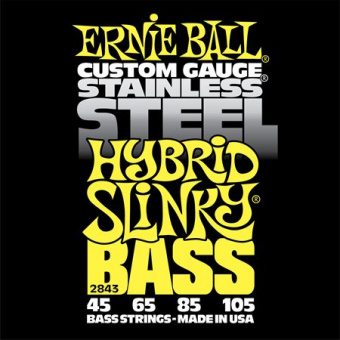 P02843 Stainless Steel Hybrid Slinky Комплект струн для бас-гитары, 45-105, сталь, Ernie Ball от магазина Соло в Иркутске