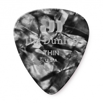 483P02TH Genuine Celluloid Медиаторы, 12шт, тонкие, черный перламутр, Dunlop от магазина Соло в Иркутске