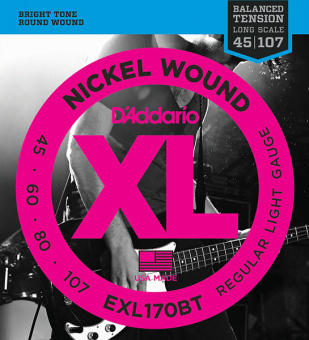 EXL170BT Nickel Wound Комплект струн для бас-гитары, Regular Light, .45-107, D'Addario от магазина Соло в Иркутске