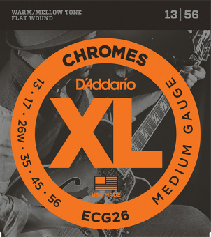 ECG26 Chromes Flat Wound Комплект струн для электрогитары, Medium, 13-56, D'Addario от магазина Соло в Иркутске
