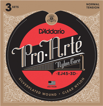 EJ45-3D Pro-Arte Струны для классической гитары, нейлон, Normal, 3 комплекта, D'Addario от магазина Соло в Иркутске