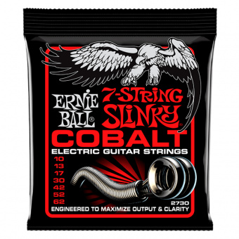 P02730 Cobalt Slinky Комплект струн для 7-струнной электрогитары, кобальт, 10-62, Ernie Ball от магазина Соло в Иркутске