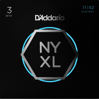 NYXL1152-3P Cтруны для электрогитары, никелированные, MTop/HBottom, 11-52, 3 комплекта, D'Addario от магазина Соло в Иркутске