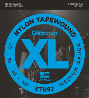 ETB92 Tapewound Комплект струн для бас-гитары, плоская нейлоновая оплетка, Medium, 50-105, D'Addario от магазина Соло в Иркутске