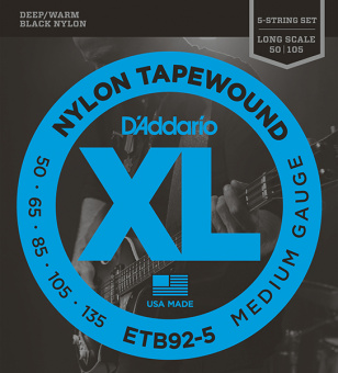 ETB92-5 Tapewound Комплект струн для 5-струнной бас-гитары, нейлон. опл, Medium, 50-135, D'Addario от магазина Соло в Иркутске
