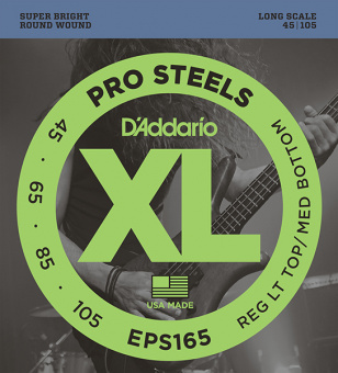 EPS165 ProSteels Комплект струн для бас-гитары, Custom Light, 45-105, Long Scale, D'Addario от магазина Соло в Иркутске