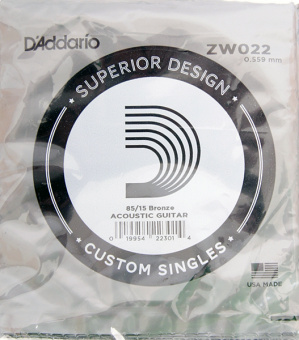 ZW022 Отдельная струна для акустической гитары, бронза 85/15, 022, D'Addario от магазина Соло в Иркутске