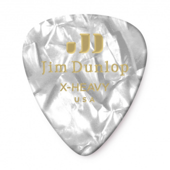 483P04XH Genuine Celluloid Медиаторы, 12шт, очень толстые, белый перламутр, Dunlop от магазина Соло в Иркутске