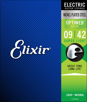 19002 Optiweb Комплект струн для электрогитары, никелированная сталь, Super light 9-42, Elixir от магазина Соло в Иркутске