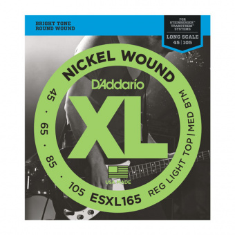 ESXL165 Nickel Wound Комплект струн для бас-гитары, Med, 45-105, шарик на 2 конц, Long Sc, D'Addario от магазина Соло в Иркутске