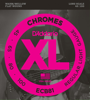 ECB81 Chromes Комплект струн для бас-гитары, Light, 45-100, Long Scale, D'Addario от магазина Соло в Иркутске