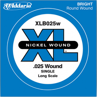 XLB025W Nickel Wound Отдельная струна для бас-гитары, никелированная, .025, D'Addario от магазина Соло в Иркутске