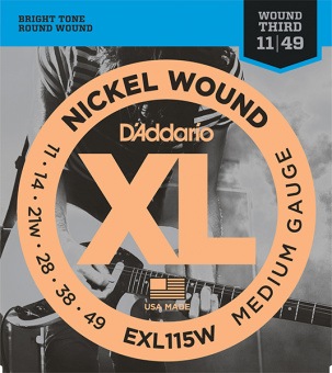 EXL115W XL NICKEL WOUND Струны для электрогитары Blues/Jazz Rock 3rd Wound 11-49 D`Addario от магазина Соло в Иркутске