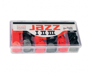 4700 Nylon Jazz I, II, III Коробка медиаторов, 144шт, 2 цвета, 3 формы, Dunlop от магазина Соло в Иркутске