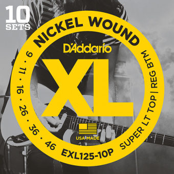EXL125-10P Nickel Wound Струны для электрогитары, S Light Top/Regular Bottom 9-46, 10компл D'Addariо от магазина Соло в Иркутске