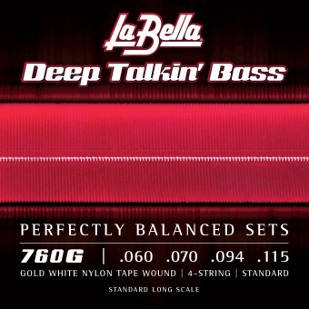 760G Gold White Nylon Комплект струн для бас-гитары, бронза/белый нейлон, 60-115, La Bella от магазина Соло в Иркутске