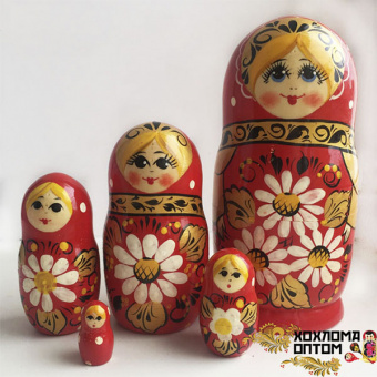 LHM10164 Матрешка "Ромашка" 5 кукольная, Хохлома от магазина Соло в Иркутске