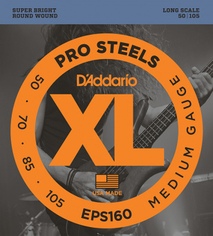 EPS160 ProSteels Комплект струн для бас-гитары, Medium, 50-105, Long Scale, D'Addario от магазина Соло в Иркутске