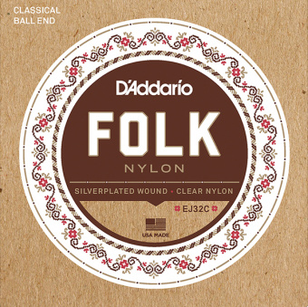 EJ32C Folk Nylon Комплект струн для классической/акустической гитары, нейлон, D'Addario от магазина Соло в Иркутске