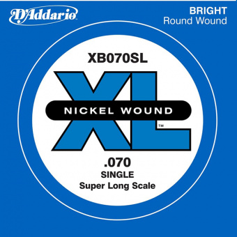 XB070SL Nickel Wound Отдельная струна для бас-гитары, никелированная, .070, Super Long, D'Addario от магазина Соло в Иркутске