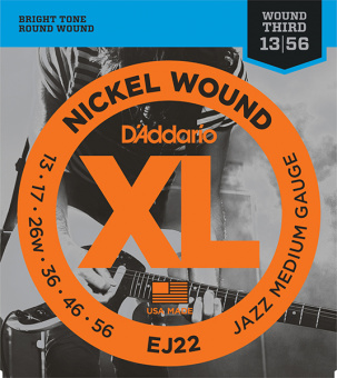 EJ22 XL NICKEL WOUND Струны для электрогитары Jazz Medium 13-56 D`Addario от магазина Соло в Иркутске