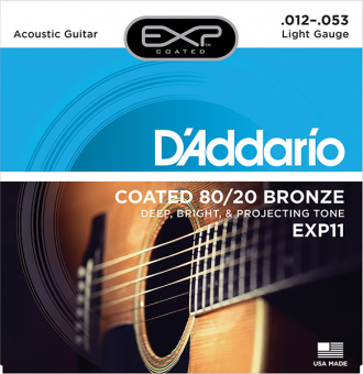 EXP11 COATED 80/20 Струны для акустической гитары Light12-53 D`Addario от магазина Соло в Иркутске