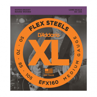 EFX160 FlexSteels Комплект струн для бас-гитары, Medium, 50-105, сталь, Long Scale, D'Addario от магазина Соло в Иркутске
