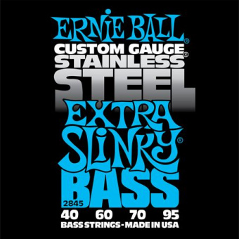 P02845 Stainless Steel Extra Slinky Комплект струн для бас-гитары, 40-95, сталь, Ernie Ball от магазина Соло в Иркутске