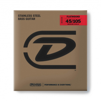 DBFS45105M Flatwound Medium Scale Комплект струн для бас-гитары, сталь, 45-105, Dunlop от магазина Соло в Иркутске