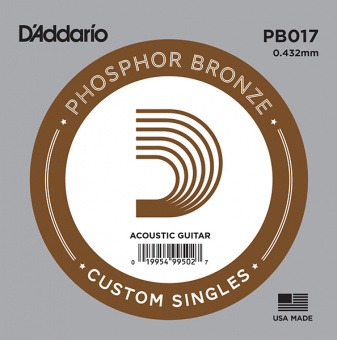 PB017 Phosphor Bronze Отдельная струна для акустической гитары, фосфорная бронза, .017, D'Addario от магазина Соло в Иркутске