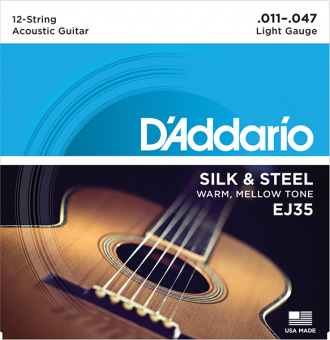 EJ35 SILK&STEEL Струны для акустической 12-струнной гитары посеребренные сталь&шелк 11-47 D`Addario от магазина Соло в Иркутске