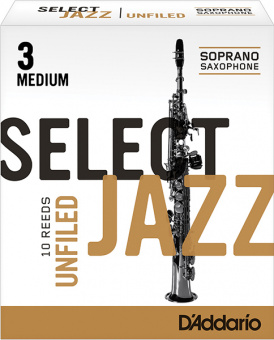 RRS10SSX3M Select Jazz Unfiled Трости для саксофона сопрано, размер 3 средние (Medium), 10шт, Rico от магазина Соло в Иркутске