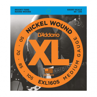 EXL160S Nickel Wound Комплект струн для бас-гитары, Medium, 50-105, Short Scale, D'Addario от магазина Соло в Иркутске