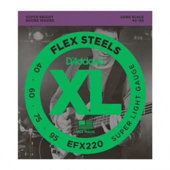 EFX220 FlexSteels Комплект струн для бас-гитары, Super Light, 40-95, сталь, Long Scale, D'Addario от магазина Соло в Иркутске