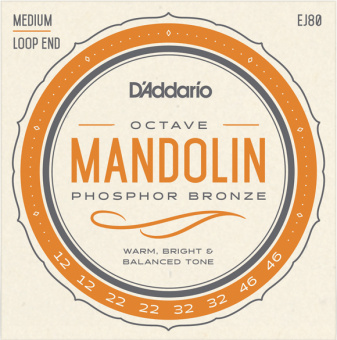 EJ80 Комплект струн для мандолины октавной, фосфорная бронза, 12-46, D'Addario от магазина Соло в Иркутске