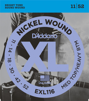 EXL116 XL NICKEL WOUND Струны для электрогитары Meduim Top/Heavy Bottom 11-52 D`Addario от магазина Соло в Иркутске