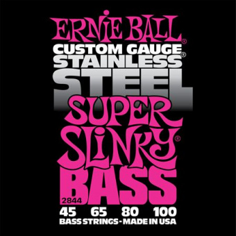 P02844 Stainless Steel Super Slinky Комплект струн для бас-гитары, 45-100, сталь, Ernie Ball от магазина Соло в Иркутске