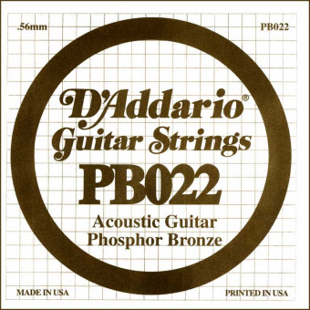 PB022 Phosphor Bronze Отдельная струна для акустической гитары, фосфорная бронза, .022, D'Addario от магазина Соло в Иркутске