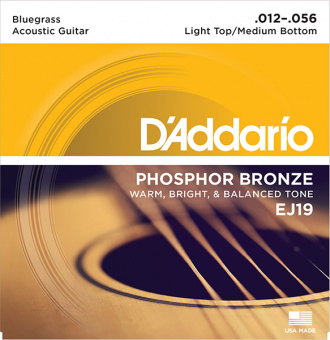 EJ19 Phosphor Bronze Комплект струн для акустической гитары, ф/б, Bluegrass, 12-56, D'Addario от магазина Соло в Иркутске