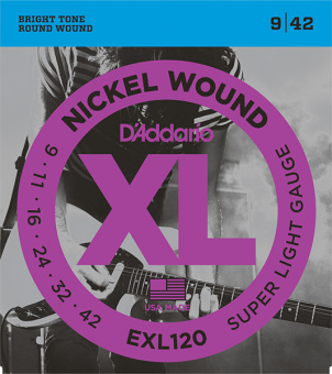EXL120 XL NICKEL WOUND Струны для электрогитары Super Light 9-42 D`Addario от магазина Соло в Иркутске