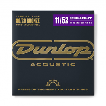 DAB1152 Комплект струн для акустической гитары, бронза 80/20, Medium Light, 11-52, Dunlop от магазина Соло в Иркутске