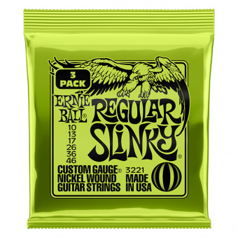 P03221 Regular Slinky Струны для электрогитары, 3 комплекта, никелированные, 10-46, Ernie Ball от магазина Соло в Иркутске
