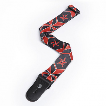50H13 Sublimation Printed Гитарный ремень, полиэстер, рисунок «Черно-красные звезды», Planet Waves от магазина Соло в Иркутске