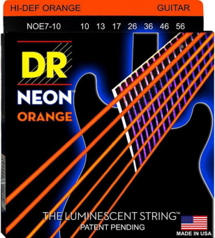 NOE7-10 Neon Orange Комплект струн для 7-струнной электрогитары, никелированные, с покр. 10-56, DR от магазина Соло в Иркутске